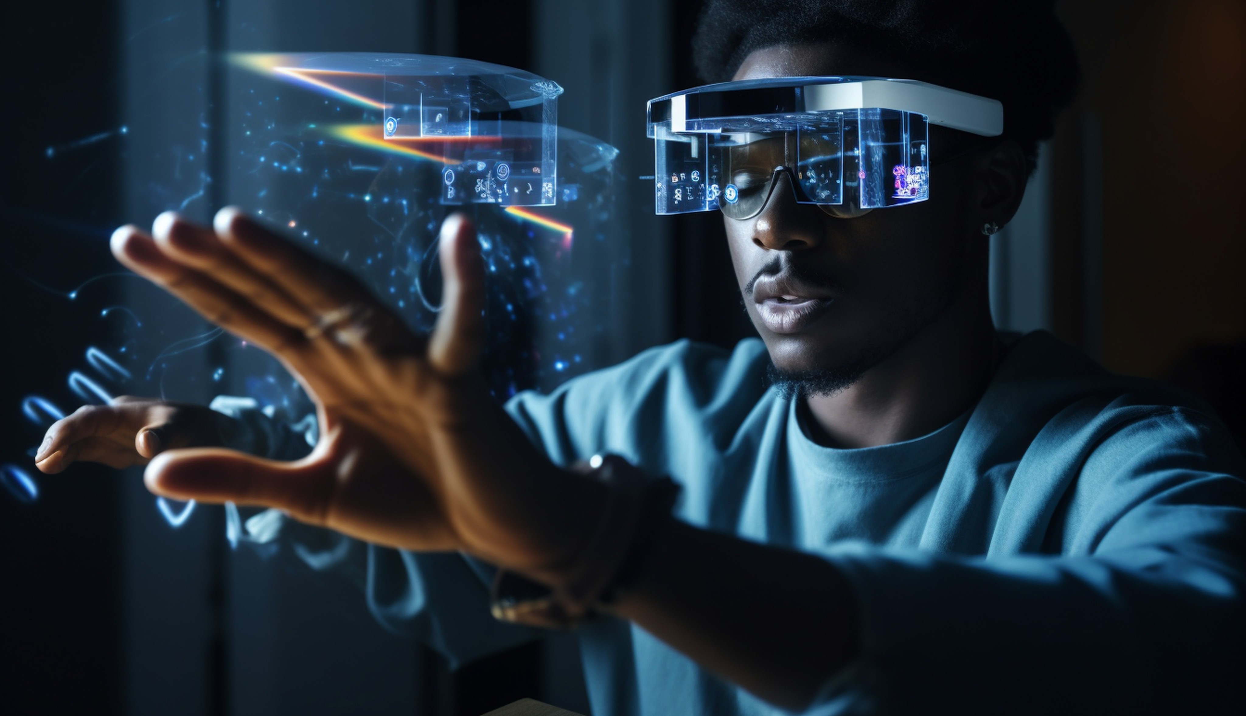 Augmented reality headset with holographic interface